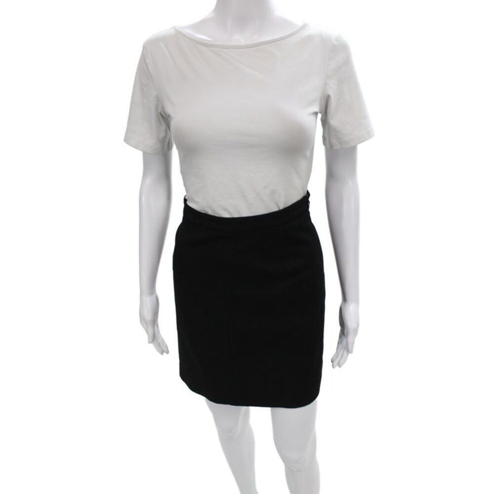 Trina Turk Womens Straight Pencil Black Zip Knee Length Skirt Size 4